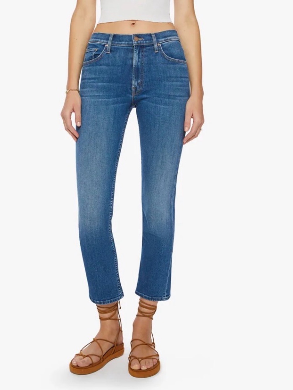 MOTHER THE MID‎ RISE RIDER ANKLE Jeans LHASA LOVE 24 or 0 straight leg crop